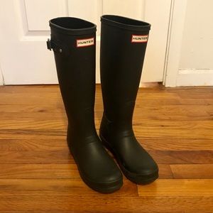 Hunter Tall Matte Black Rain Boots